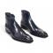 Duca Di Matiste "Aprilia" Navy Genuine Italian Calf Leather Crocodile Print Ankle Boots.